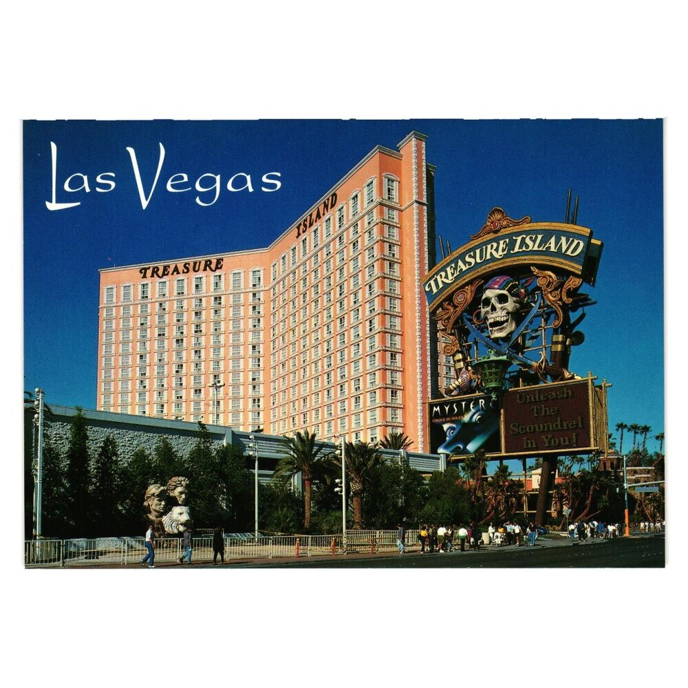 Treasure Island Vintage Postcard Marquee Las Vegas Gambling Vacation Hotel